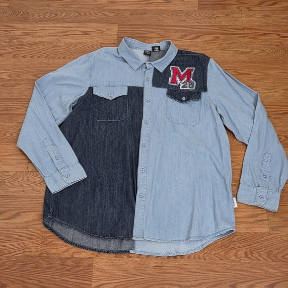 Disney Other - Disney Our Universe Shirt Men's XXL Blue Mickey Mouse Western Denim Chambray